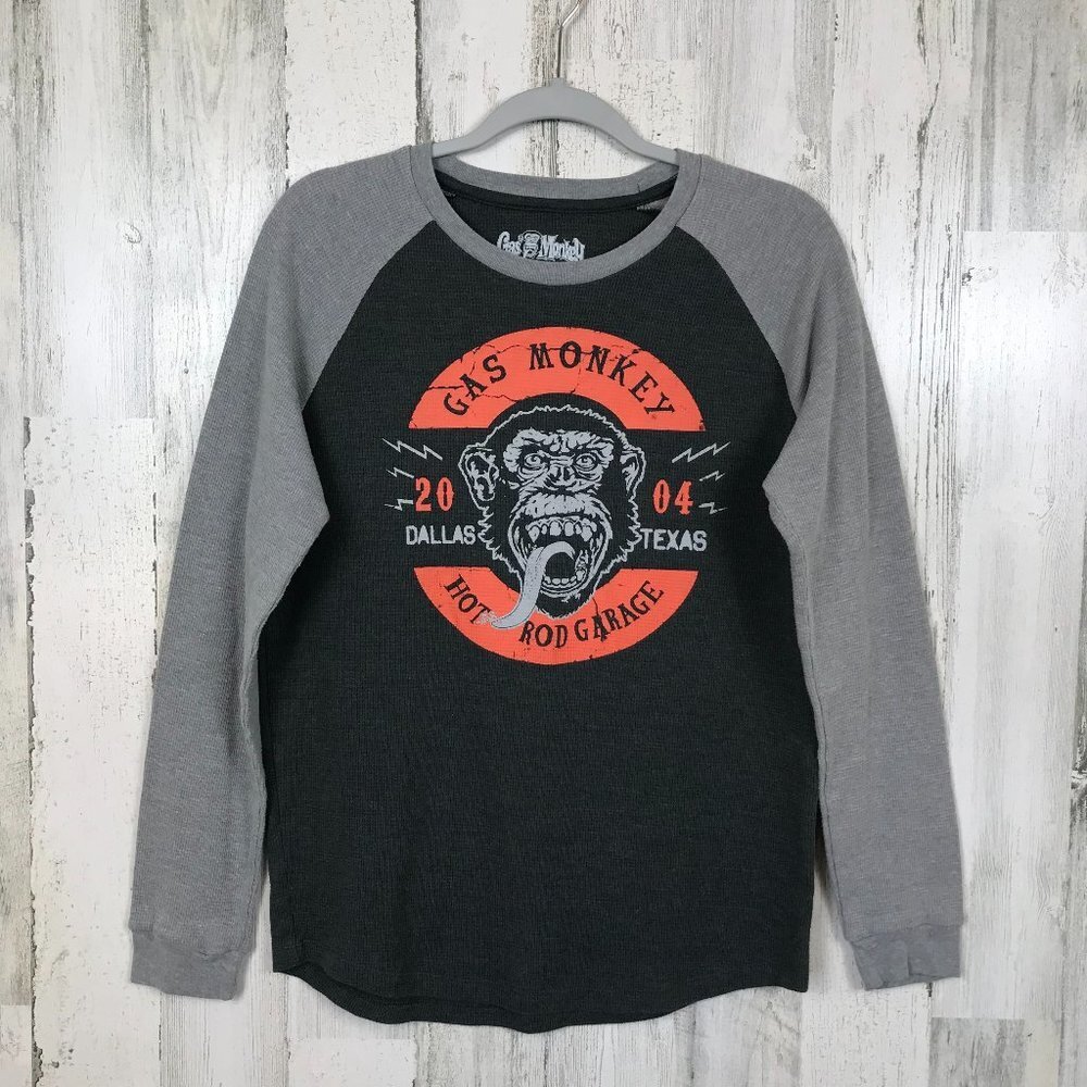Gas Monkey Garage thermal tee hot rods automotive monkey graphic black gray M